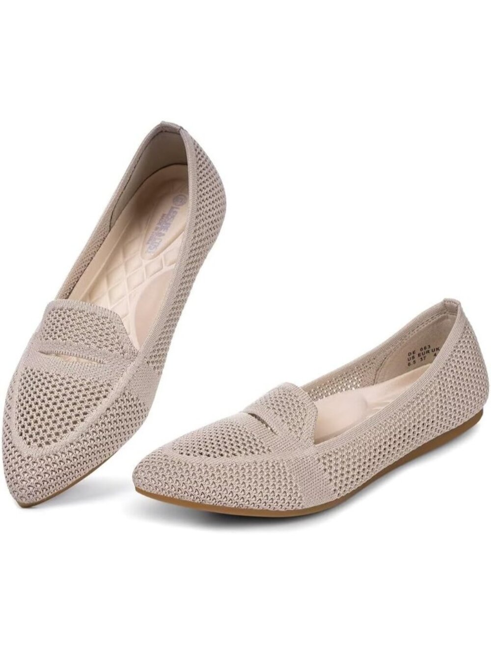 Womens Camel Pointed Toe Penny Dressy Ballet Knit Mesh Slip On Flat Loafer Shoes